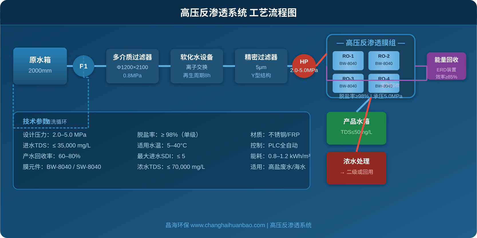 高压反渗透系统工艺流程图