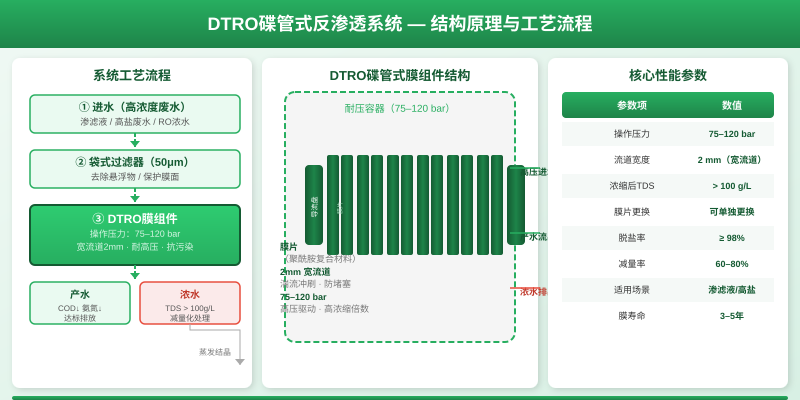 DTRO碟管式反渗透系统结构原理与工艺流程