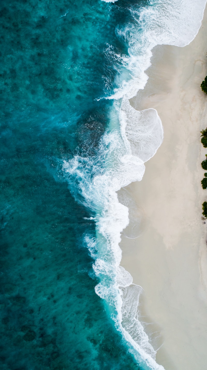 Tropical island ocean view with clear blue water, free to use under Unsplash license