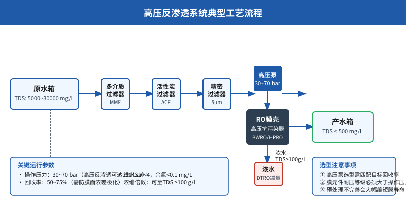 高压反渗透系统典型工艺流程图