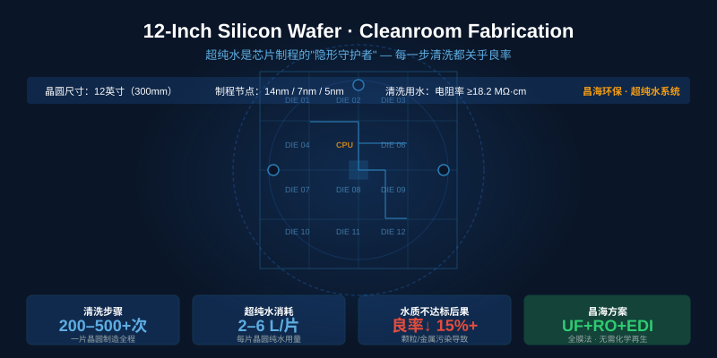 12-Inch Silicon Wafer Cleanroom Fabrication semiconductor industry pure water system