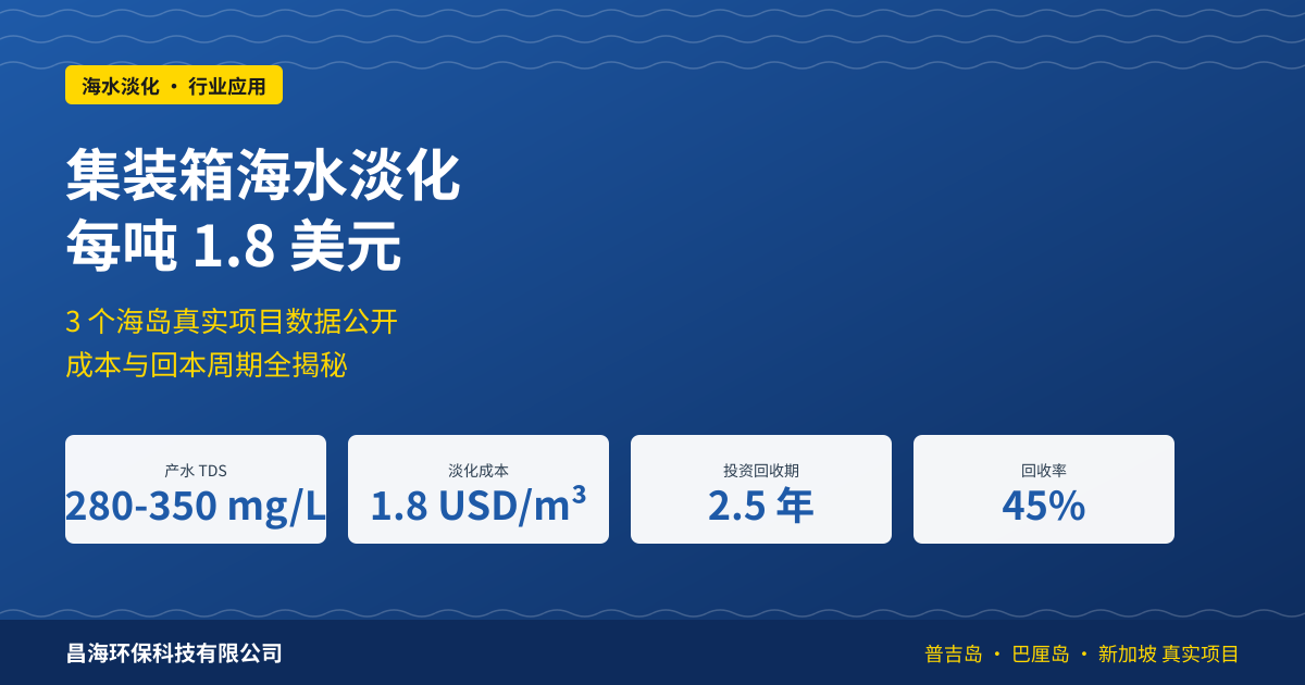 集装箱海水淡化每吨1.8美元怎么做到？3个海岛真实项目数据公开成本与回本周期