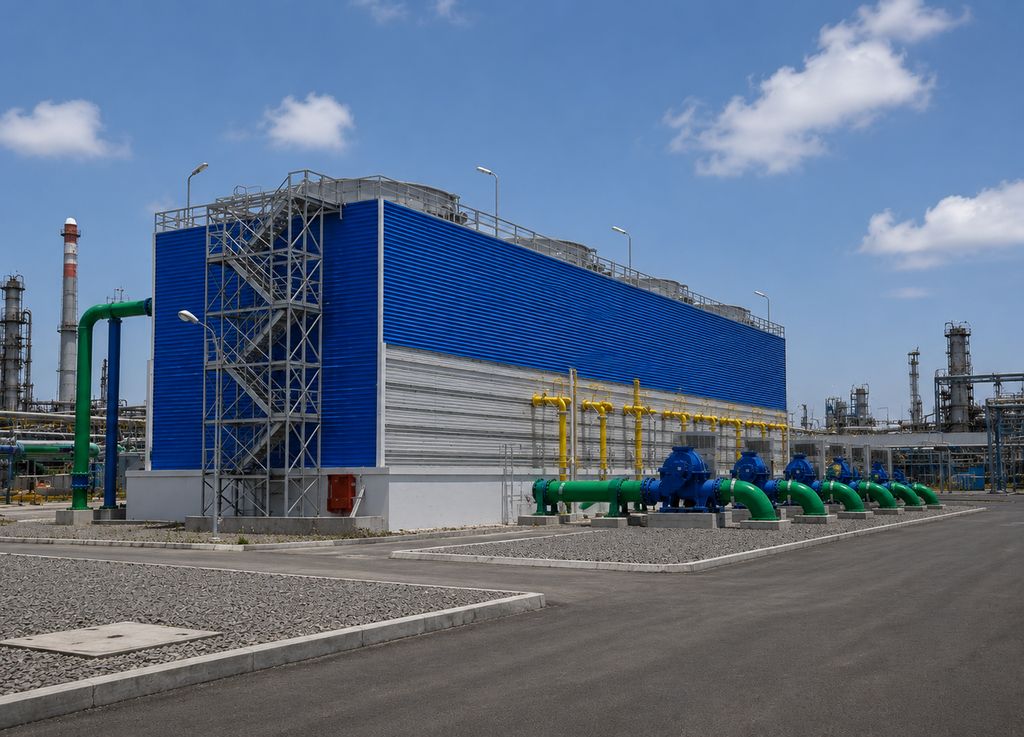 Industrial water cooling tower system used for power plant cooling water supply