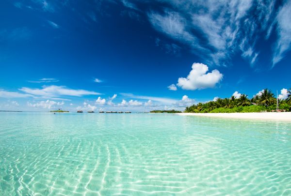 Tropical island turquoise ocean coastline