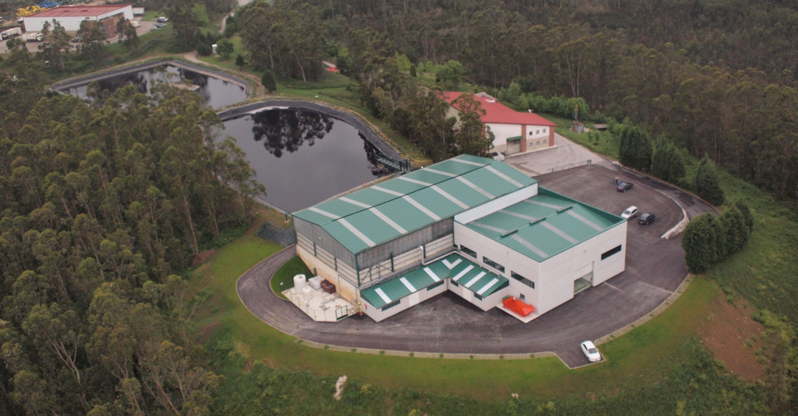 Landfill leachate treatment facility aerial view