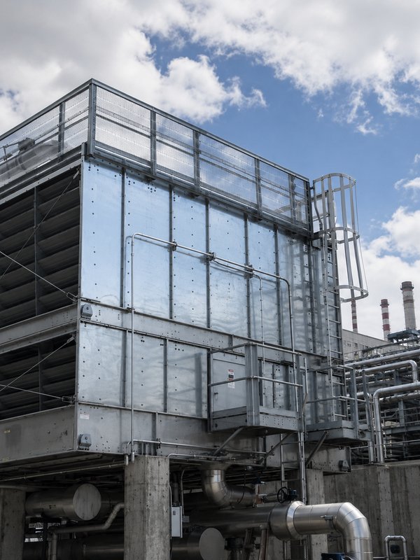 Industrial water cooling tower at power plant